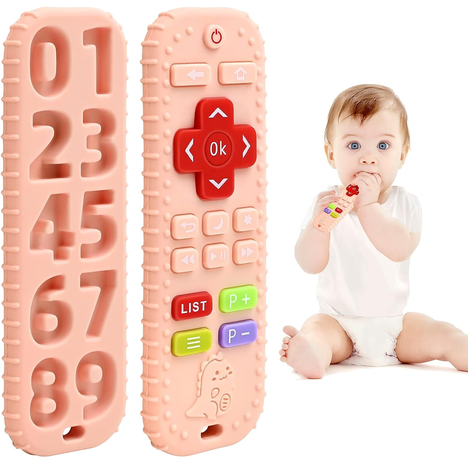 Juguete para bebe mando distancia Dentición Mordedores Silicona Rosa - imagen 1