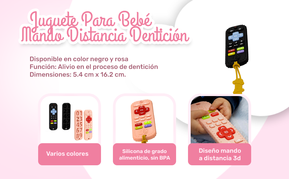 Banner - Juguete para bebe mando distancia Dentición Mordedores Silicona Rosa