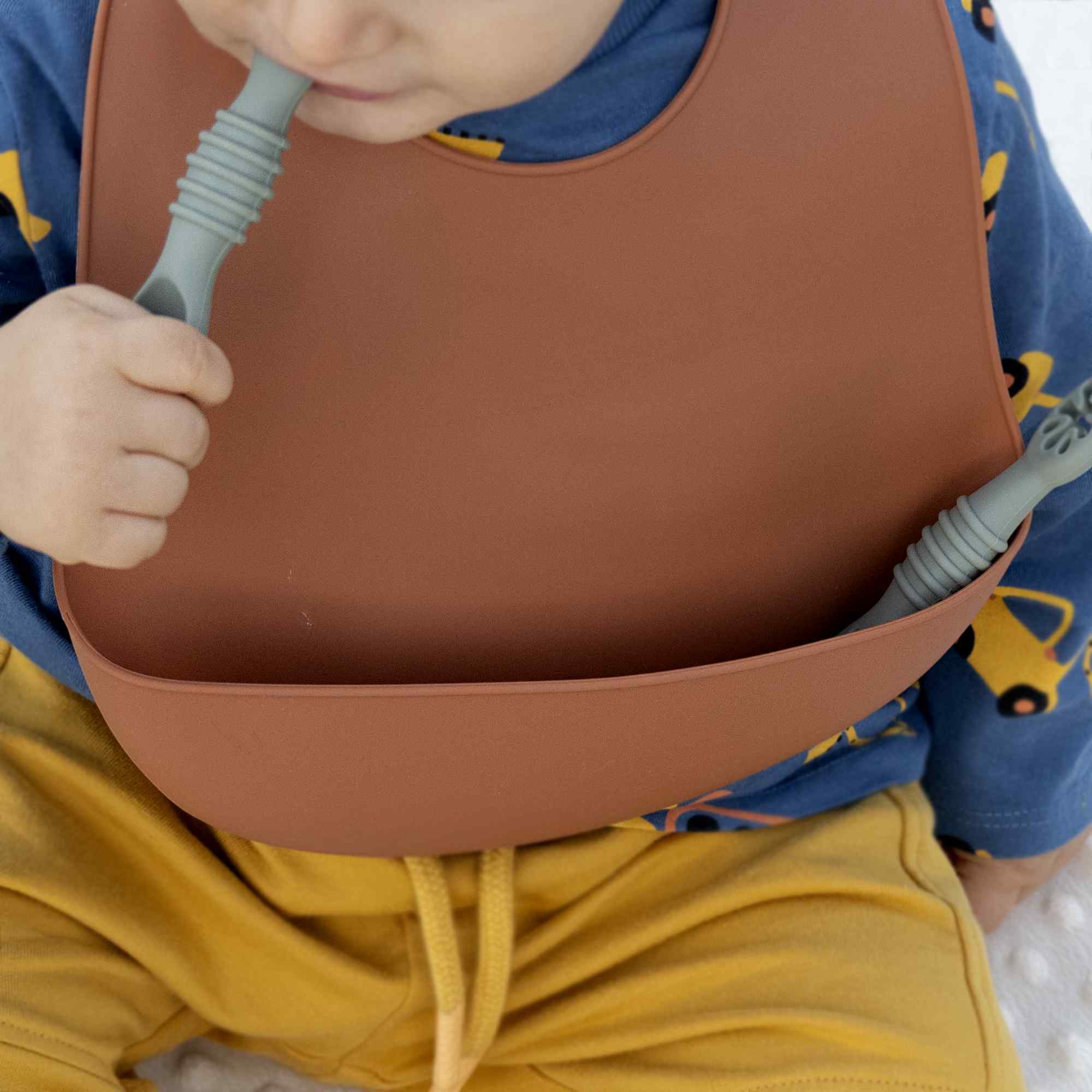 Babero silicona para bebe Naranja - imagen 6