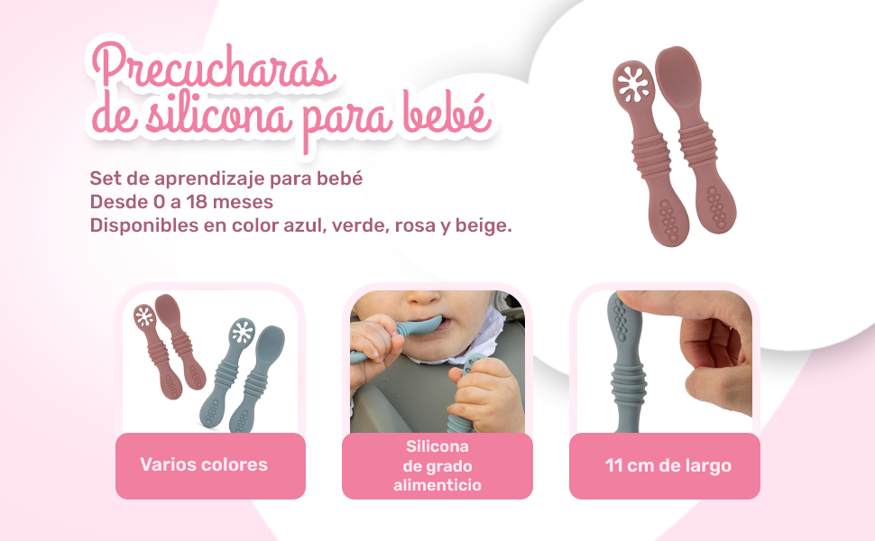 Banner - Cucharas para bebe silicona Rosa