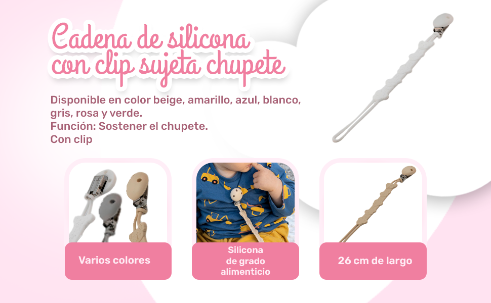 Banner - Cadena sujeta chupete silicona diseño koala blanco