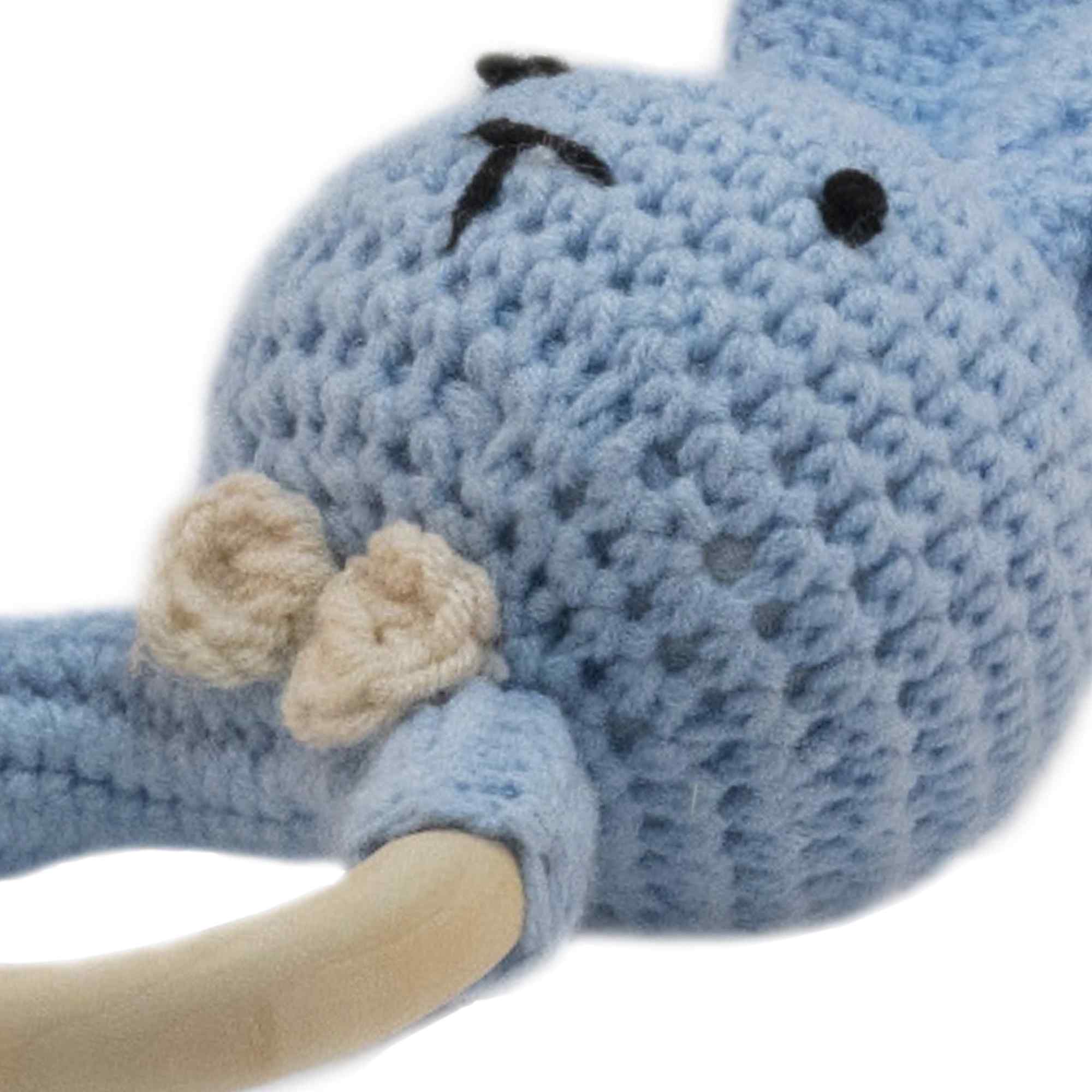 Sonajero para bebe diseño conejo con gancho madera Azul - imagen 3