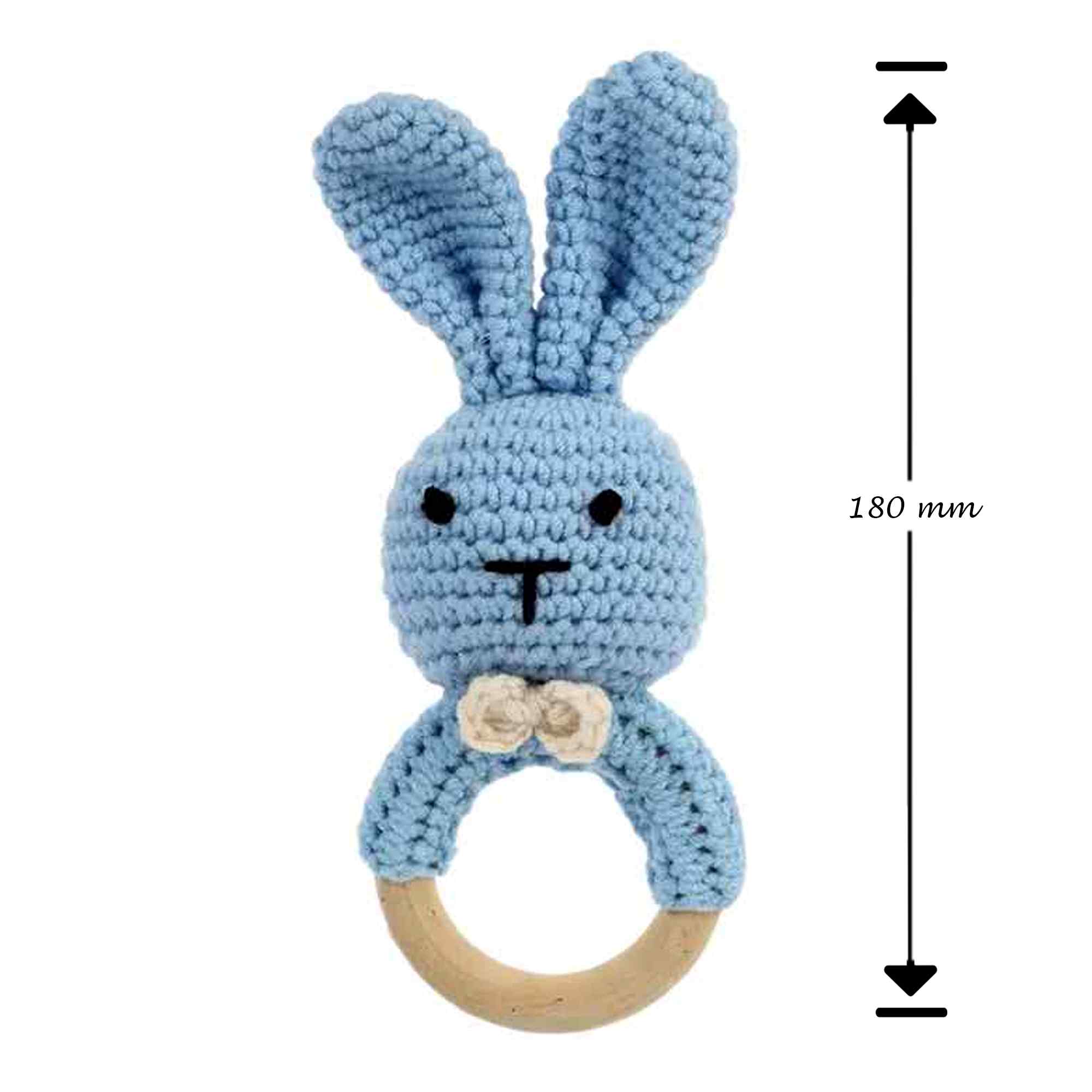 Sonajero para bebe diseño conejo con gancho madera Azul - imagen 5