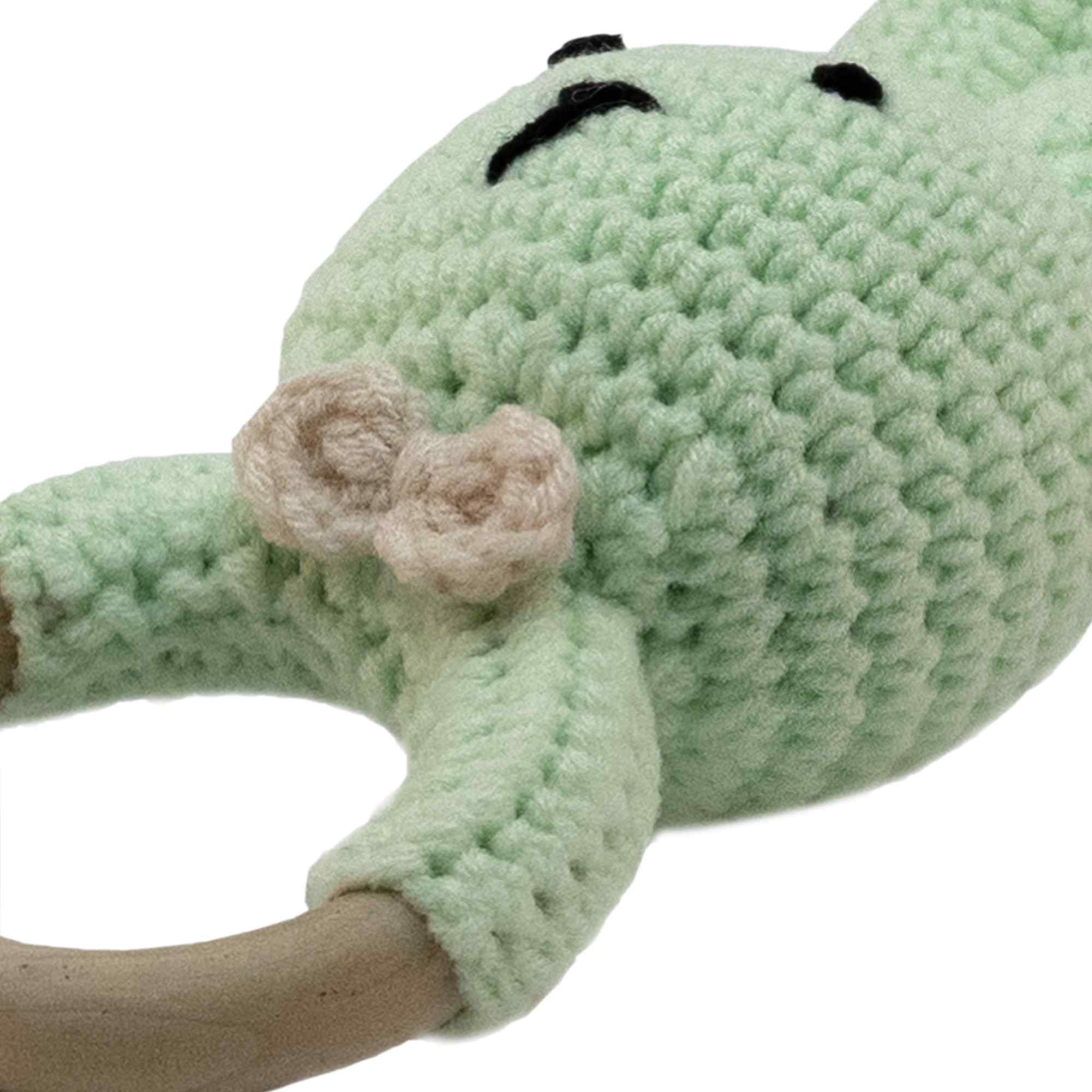 Sonajero para bebe diseño conejo con gancho madera Verde - imagen 3