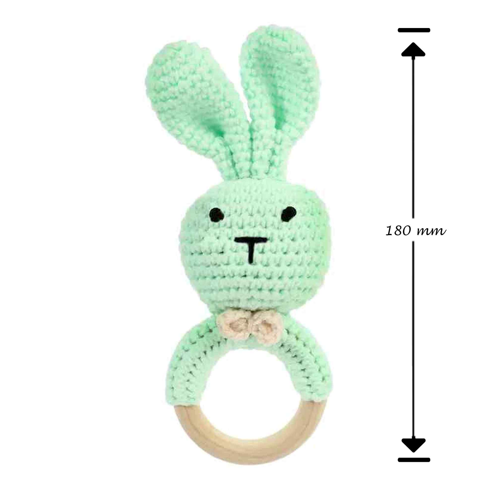Sonajero para bebe diseño conejo con gancho madera Verde - imagen 5