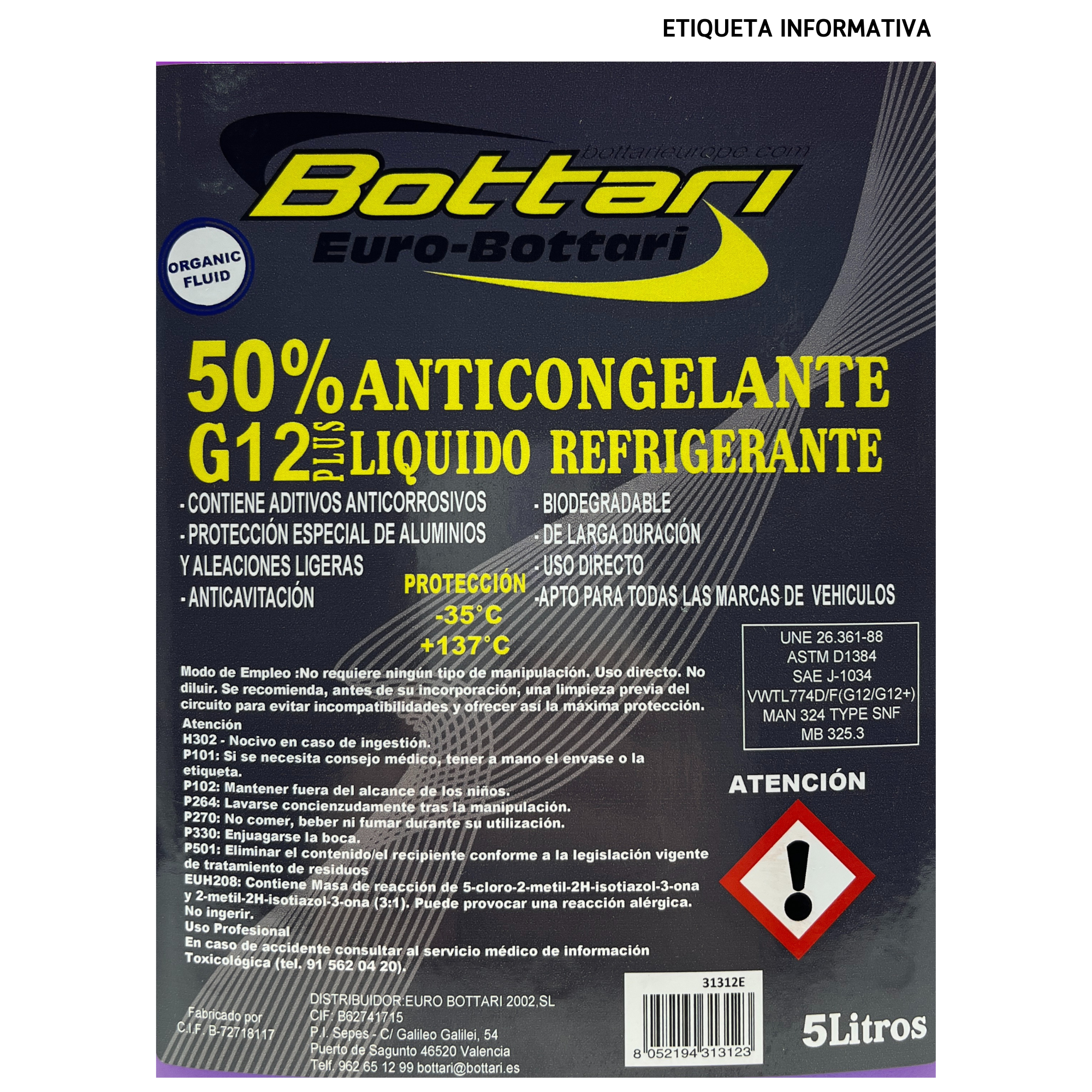 Anticongelante liquido refrigerante 5 Litros rosa 50% G12 Plus - imagen 5