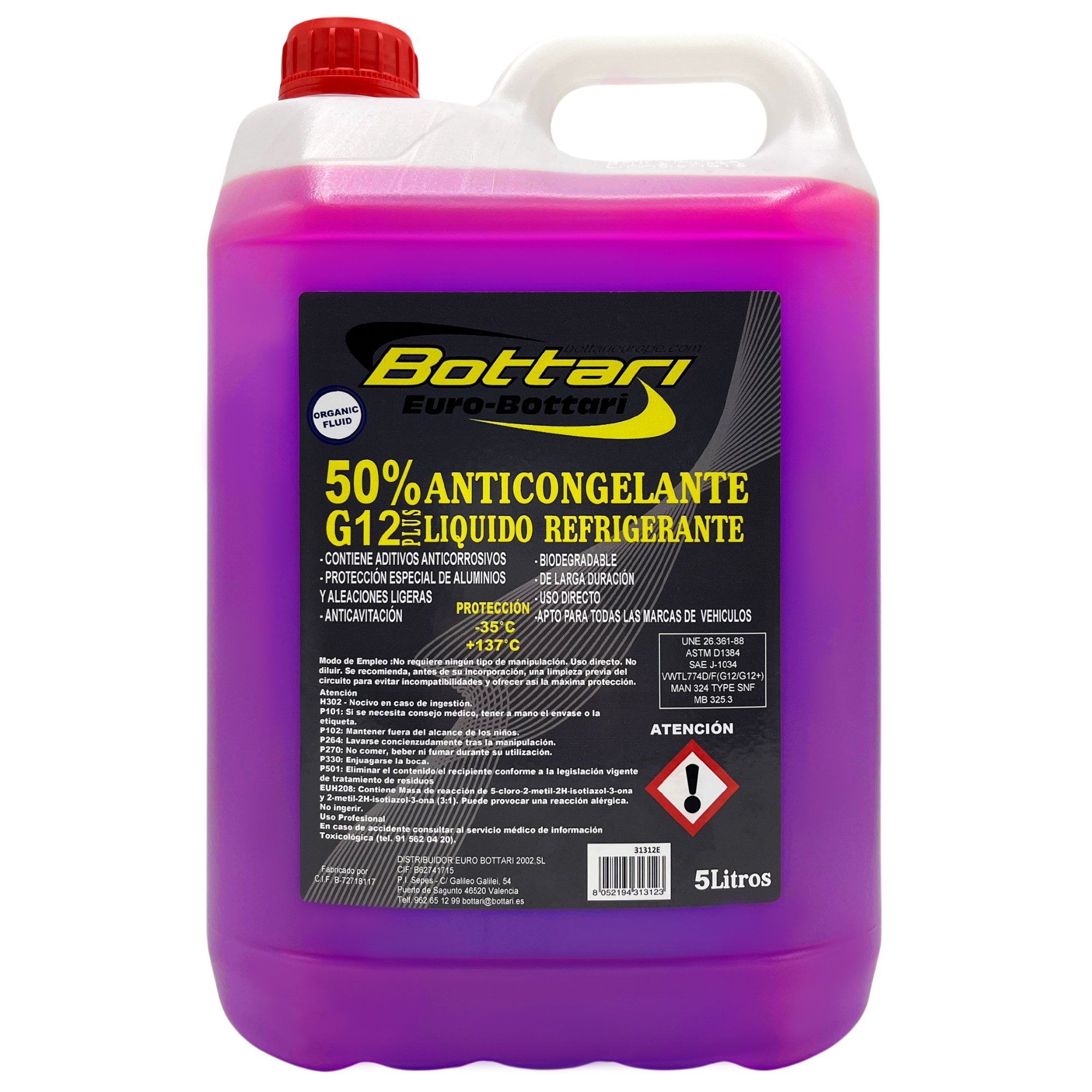Anticongelante liquido refrigerante 5 Litros rosa 50% G12 Plus