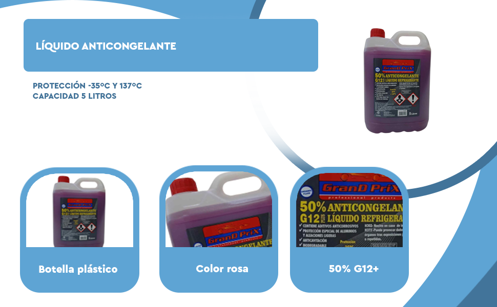 Banner - Anticongelante liquido refrigerante 5 Litros rosa 50% G12 Plus