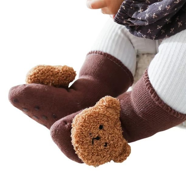 Calcetín antideslizante para niño 0 a 6 meses de 11 cm Talla S 19 oso marrón - imagen 4
