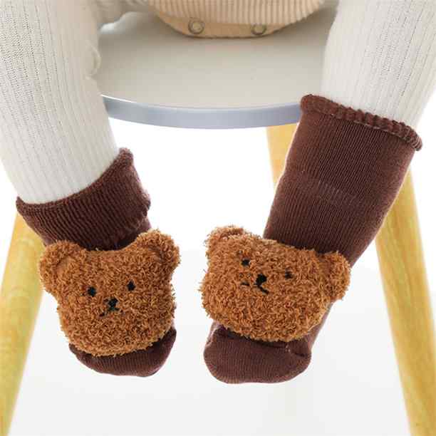 Calcetín antideslizante para niño 0 a 6 meses de 11 cm Talla S 19 oso marrón - imagen 3
