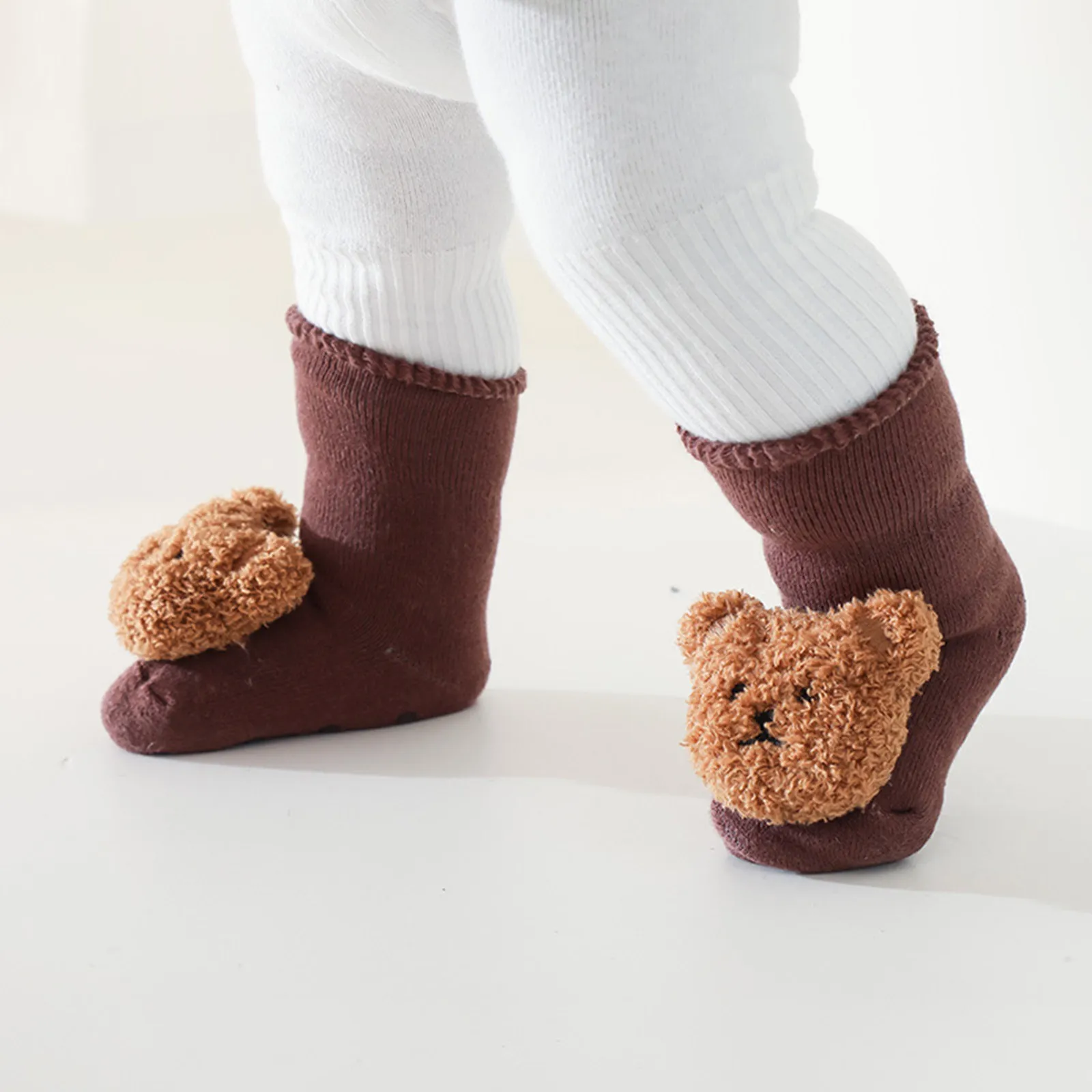 Calcetín antideslizante para niño 0 a 6 meses de 11 cm Talla S 19 oso marrón - imagen 5