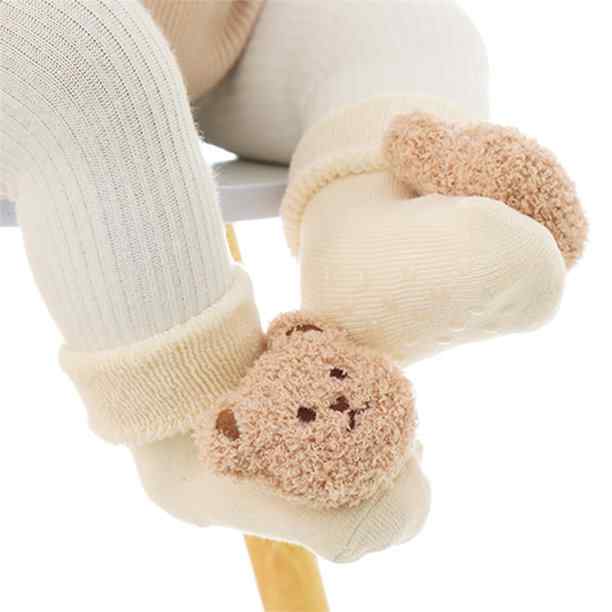 Calcetín antideslizante para niño 0 a 6 meses de 11 cm Talla S 19 oso beige - imagen 1