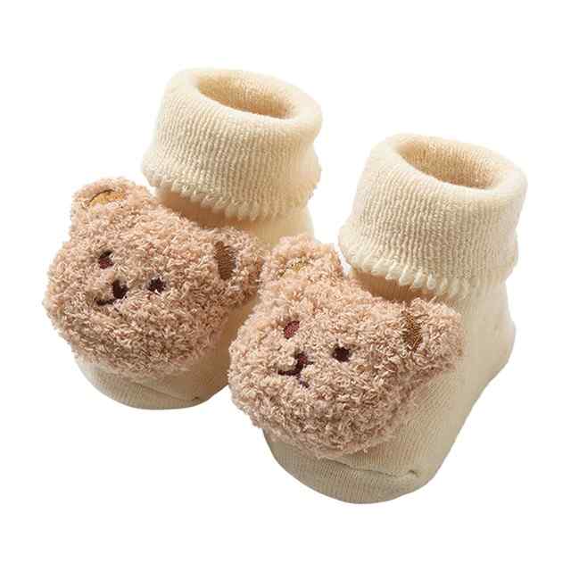 Calcetín antideslizante para niño 0 a 6 meses de 11 cm Talla S 19 oso beige - imagen 2