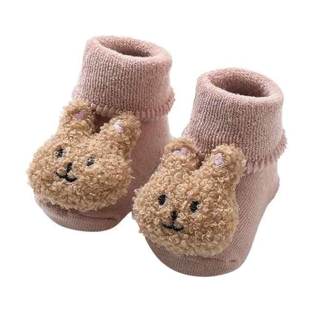 Calcetín antideslizante para niño 0 a 6 meses de 11 cm Talla S 19 oso Rosa - imagen 2