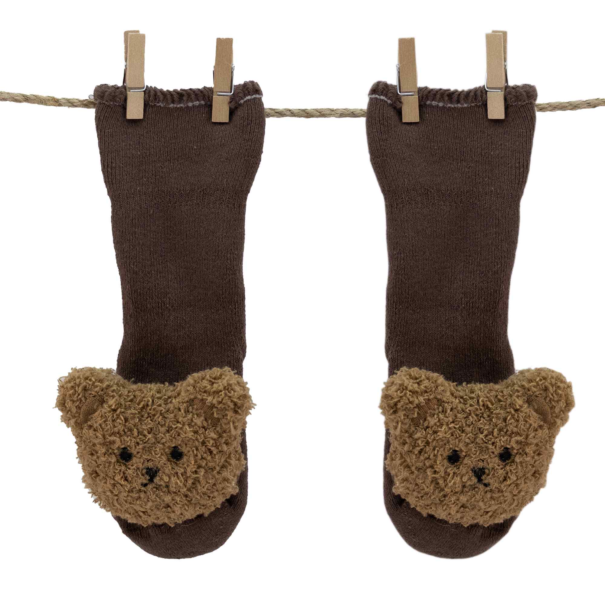 Calcetín antideslizante para niño 12 a 18 meses de 13 cm Talla M 22 oso marrón - imagen 3