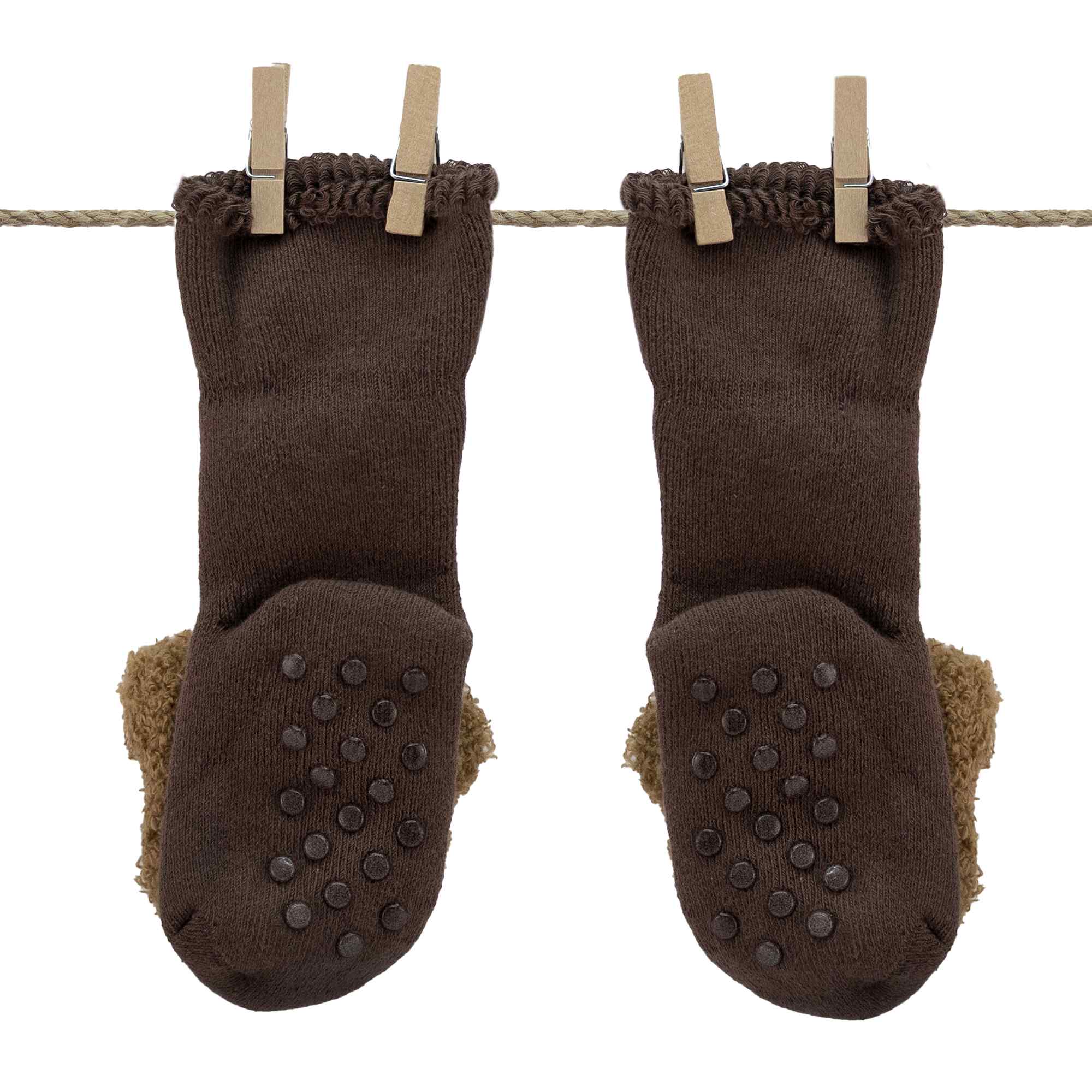 Calcetín antideslizante para niño 12 a 18 meses de 13 cm Talla M 22 oso marrón - imagen 4