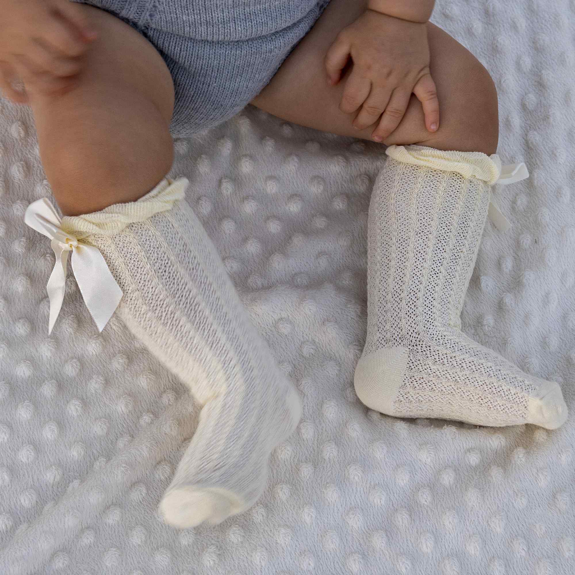 Calcetines altos de algodón con lazo para niños hasta 3 años amarillo - imagen 6