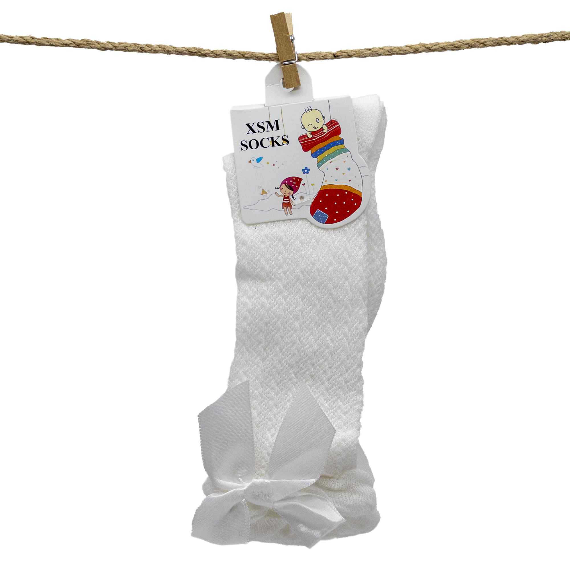 Calcetines altos de algodón con lazo para niños hasta 3 años blancos - imagen 5