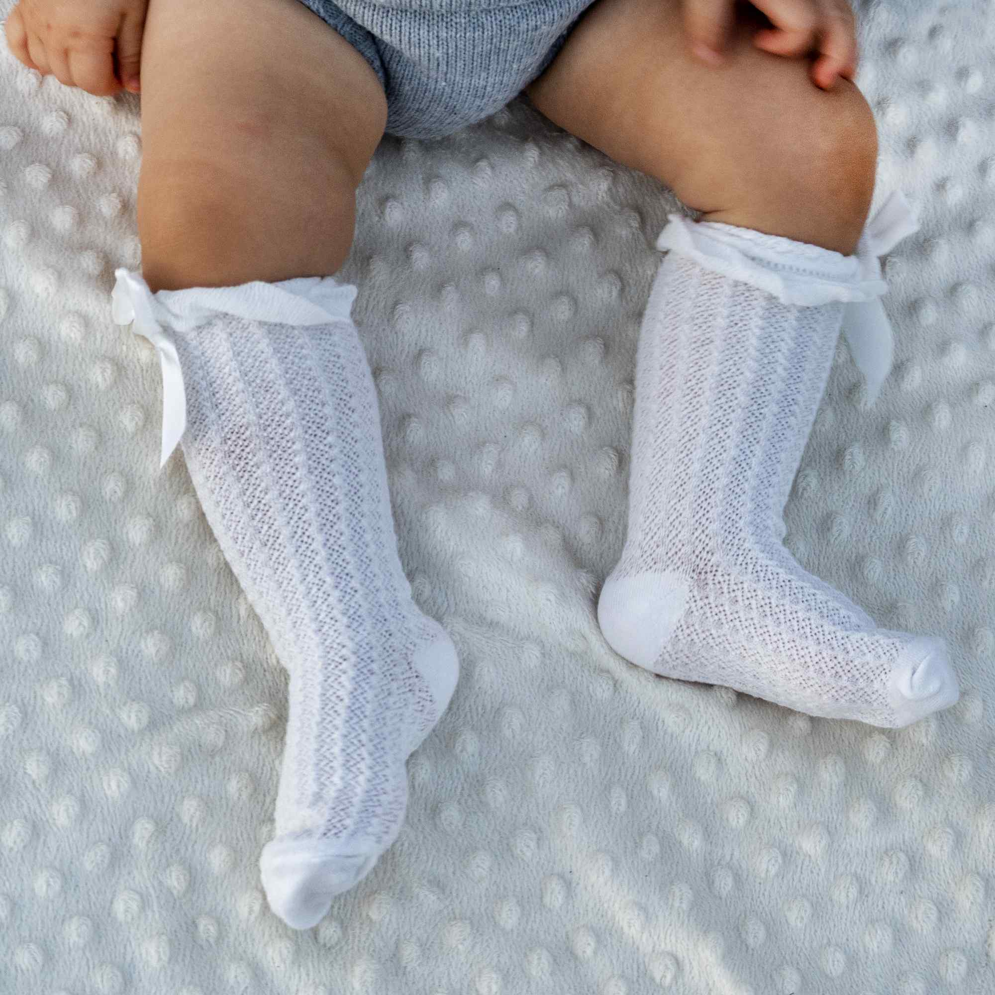 Calcetines altos de algodón con lazo para niños hasta 3 años blancos - imagen 6