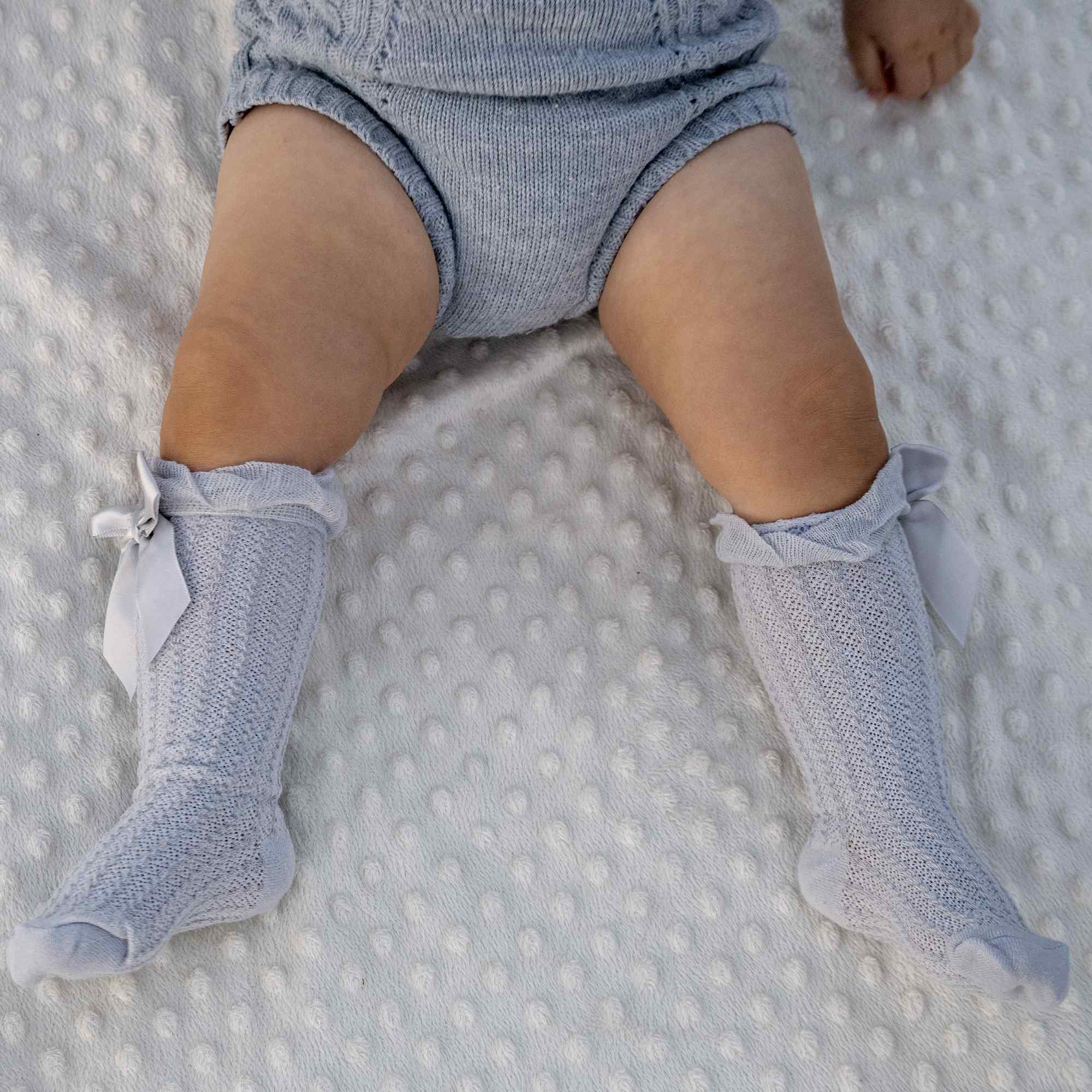 Calcetines altos de algodón con lazo para niños hasta 3 años grises - imagen 6