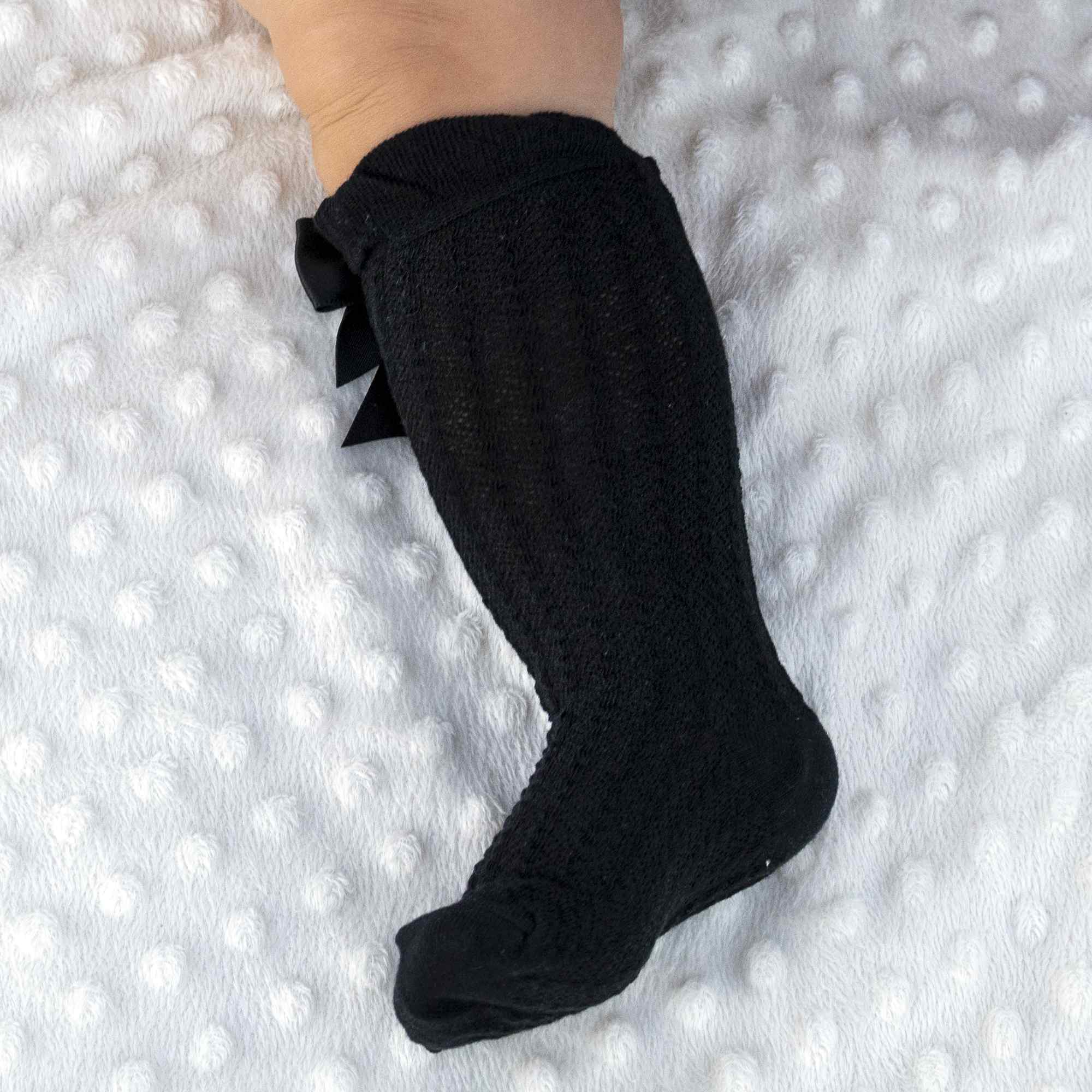 Calcetines altos de algodón con lazo para niños hasta 3 años negros - imagen 7