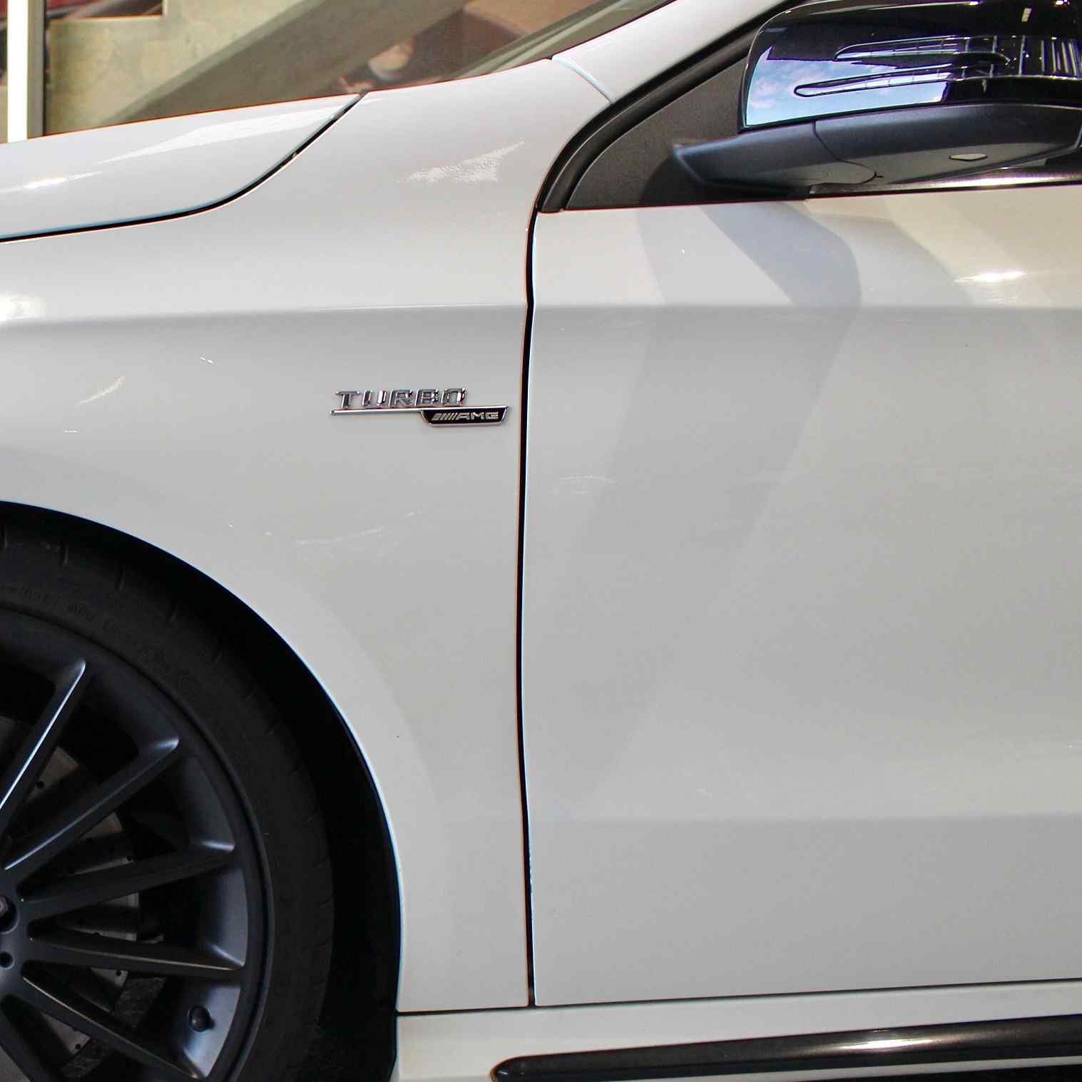 Emblemas turbo AMG adhesivo maletero Compatible con Mercedes Plateado brillo (2 uds) - imagen 2