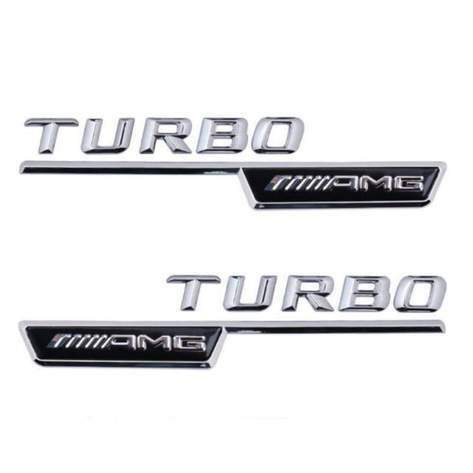 Emblemas turbo AMG adhesivo maletero Compatible con Mercedes Plateado brillo (2 uds) - imagen 1