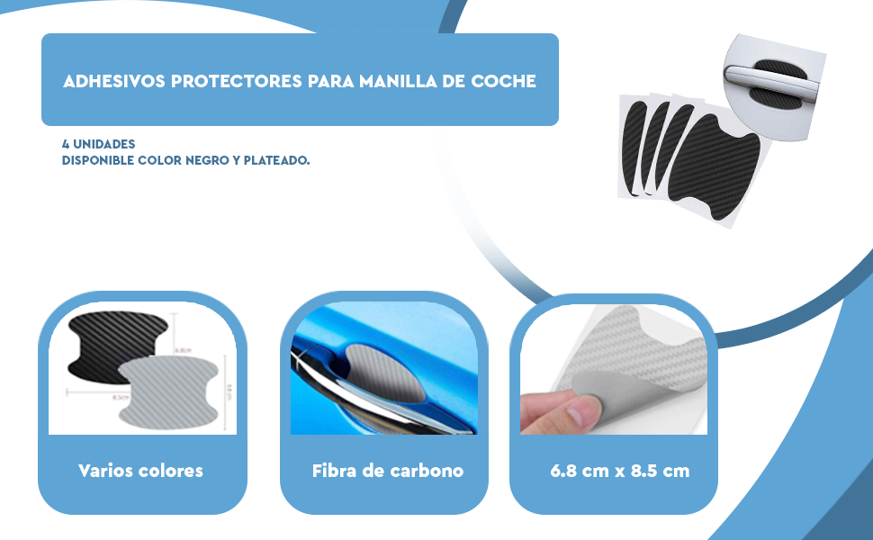 Banner - Adhesivos Protectores para Manilla de Coche 4 unidades plateado