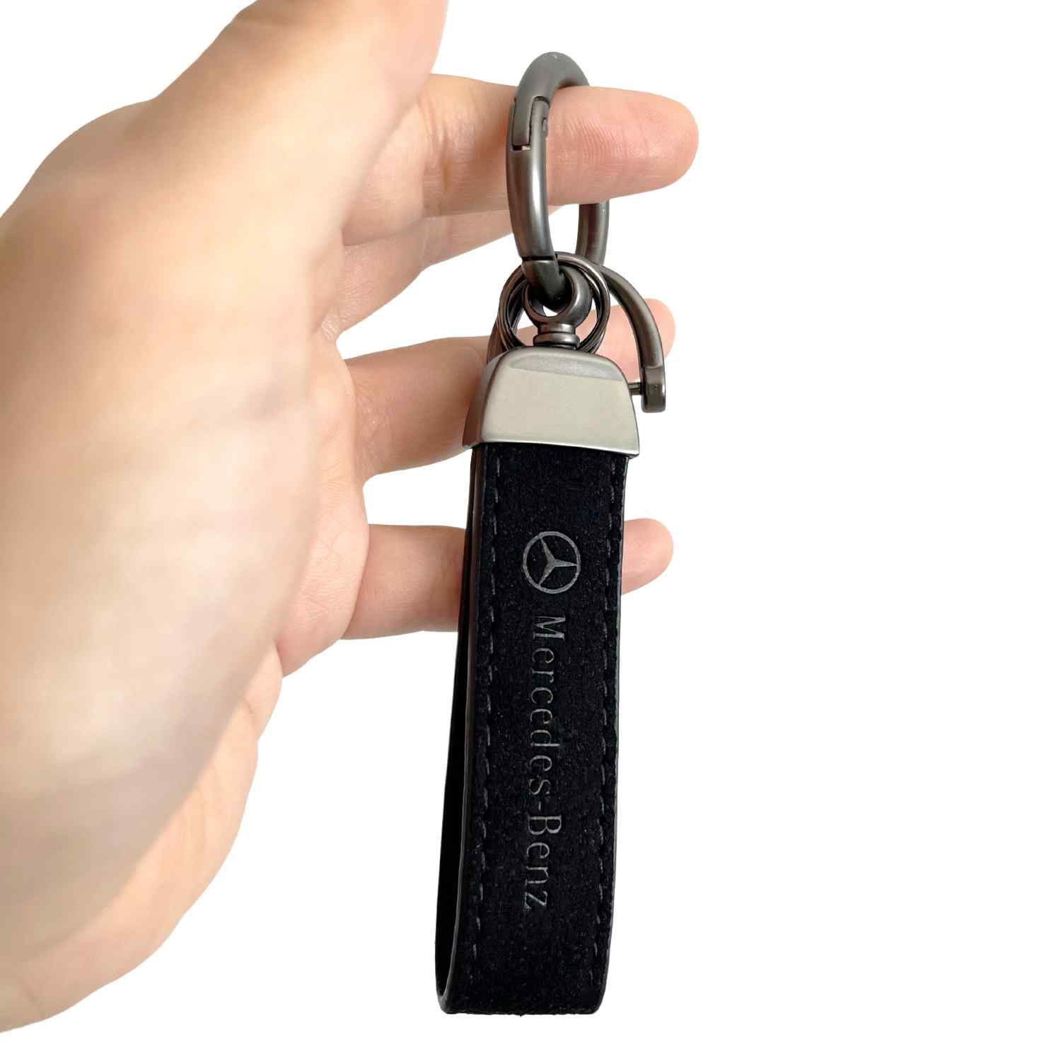 Llavero de cuero y metal compatible con Mercedes negro - imagen 3