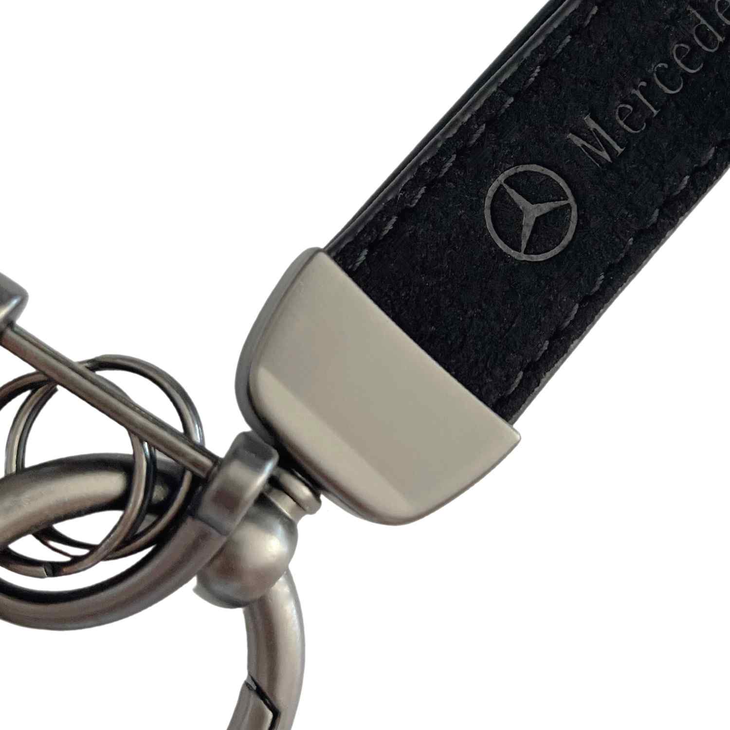 Llavero de cuero y metal compatible con Mercedes negro - imagen 4