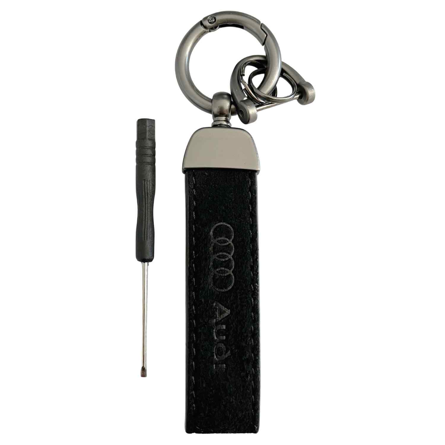 Llavero de cuero y metal compatible con Audi negro