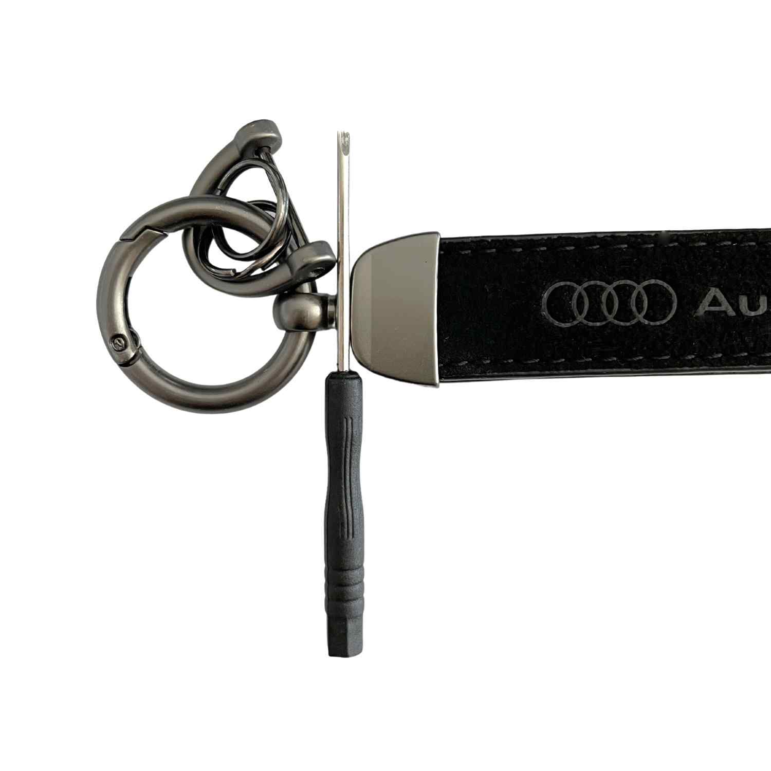 Llavero de cuero y metal compatible con Audi negro - imagen 3
