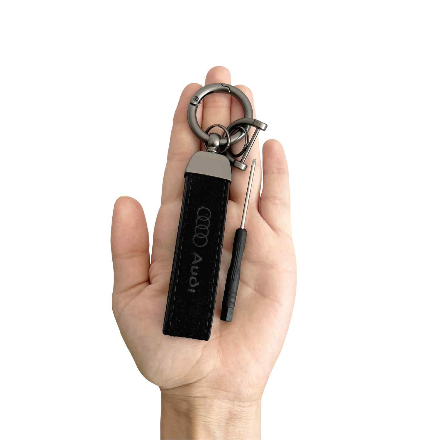 Llavero de cuero y metal compatible con Audi negro - imagen 5