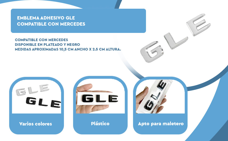 Banner - Emblema GLE adhesivo compatible con Mercedes Negro Brillo