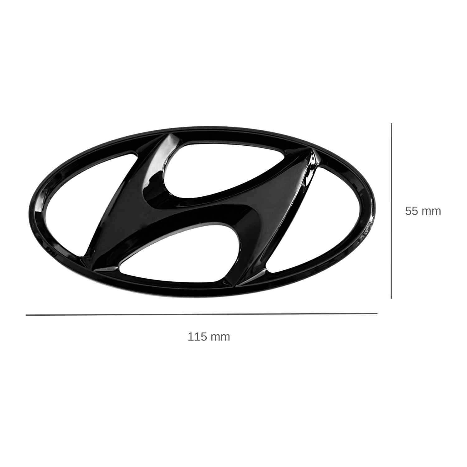 Emblema adhesivo maletero compatible con Hyundai 115 mm x 55mm Negro brillo - imagen 3