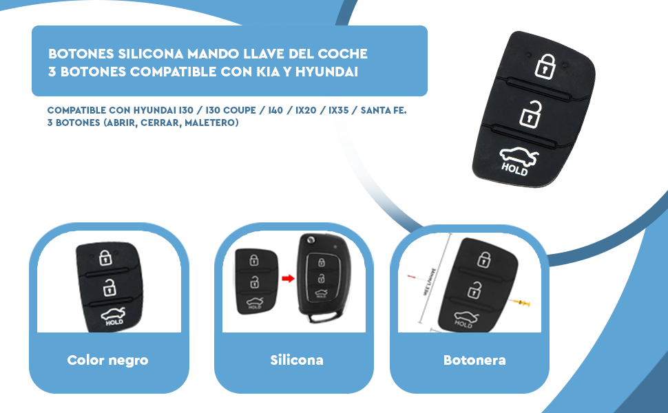 Banner - Botones de mando llave coche 3 botones compatible con Hyundai y Kia