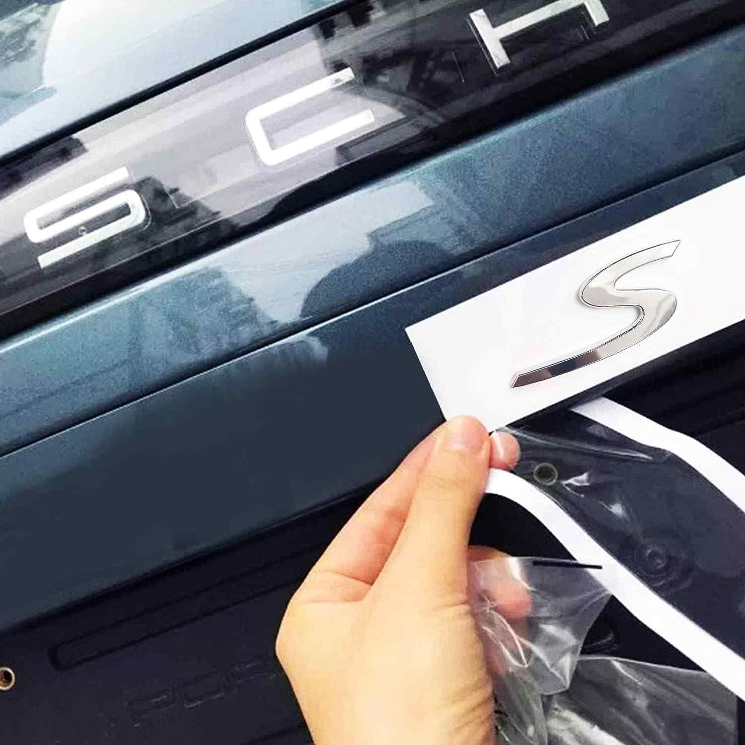 Emblema adhesivo trasero letra S compatible con Porsche plateado brillo - imagen 2