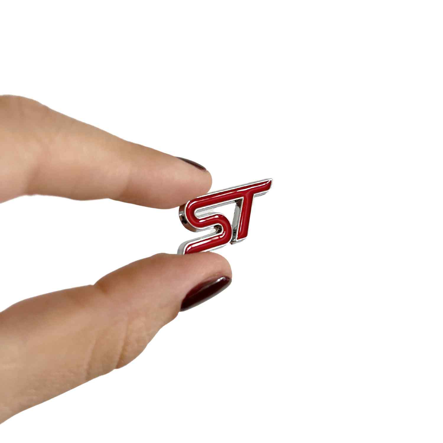 Emblema Adhesivo ST Line para volante compatible con Ford rojo plateado - imagen 4