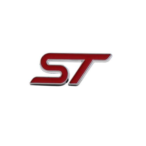 Emblema Adhesivo ST Line para volante compatible con Ford rojo plateado