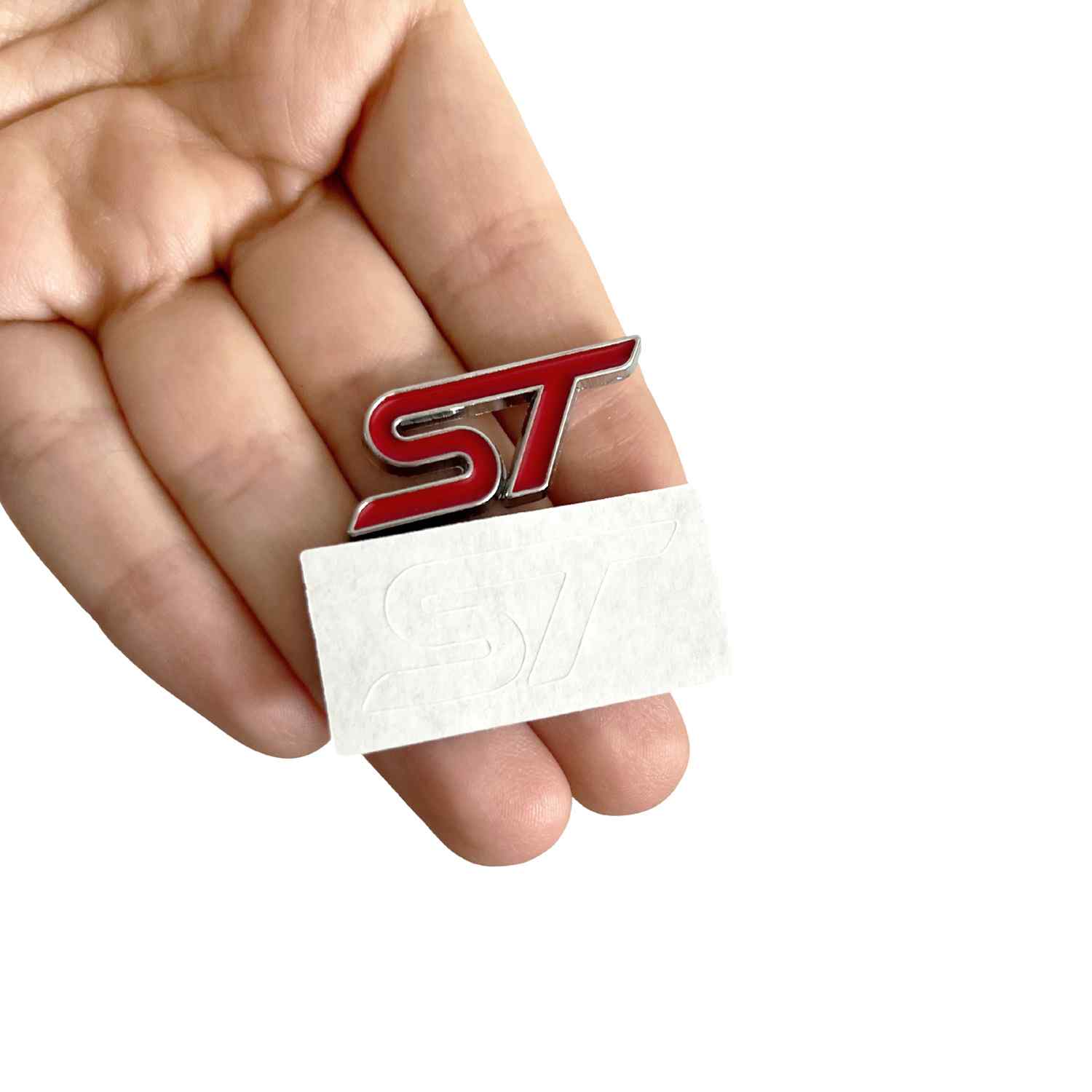Emblema Adhesivo ST Line para volante compatible con Ford rojo plateado - imagen 5