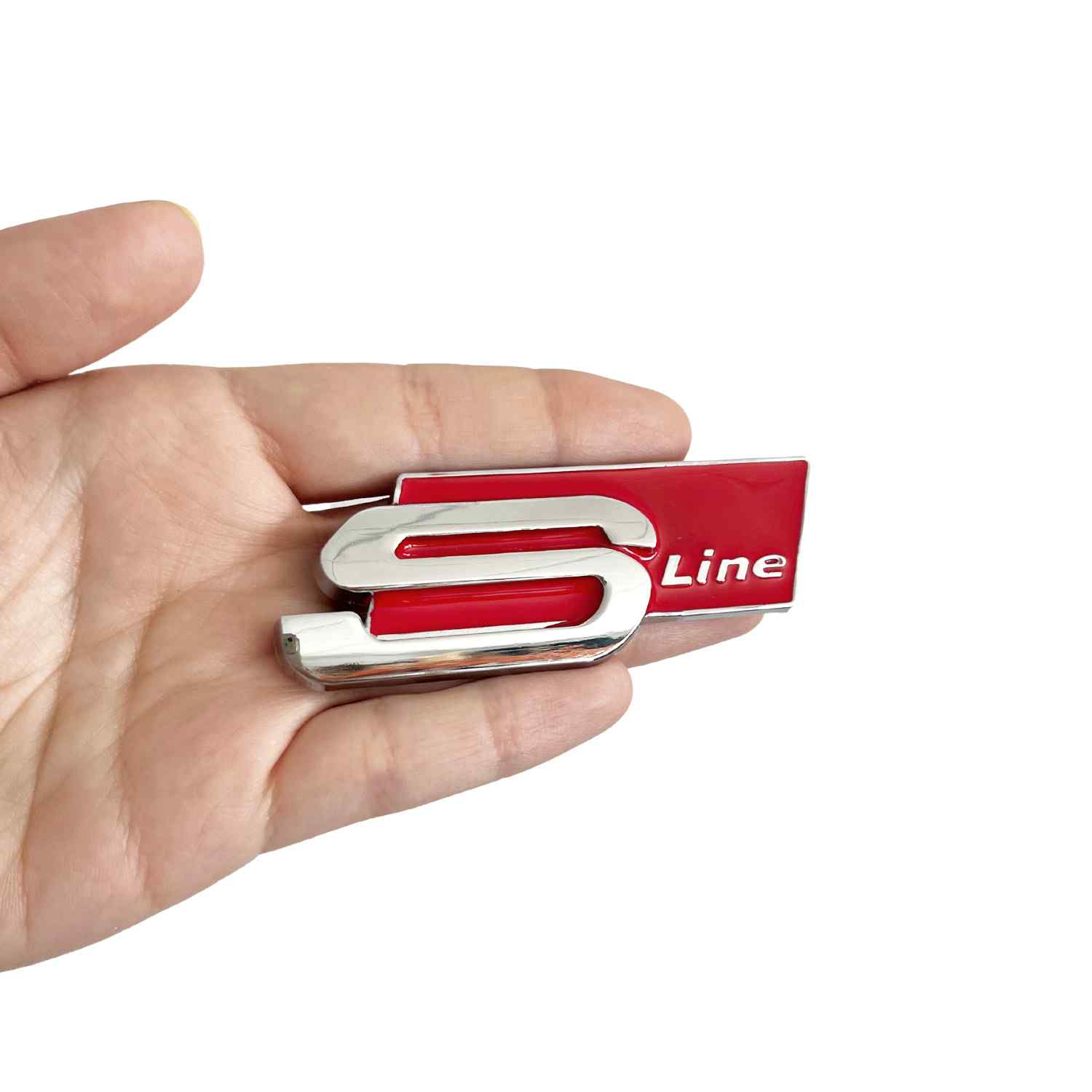 Emblema S Line Adhesivo Para Lateral Compatible Con Audi Plateado Rojo - imagen 3