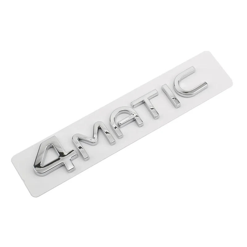 Emblema Adhesivo plastico 4Matic apto para maletero compatible con Mercedes plateado brillante