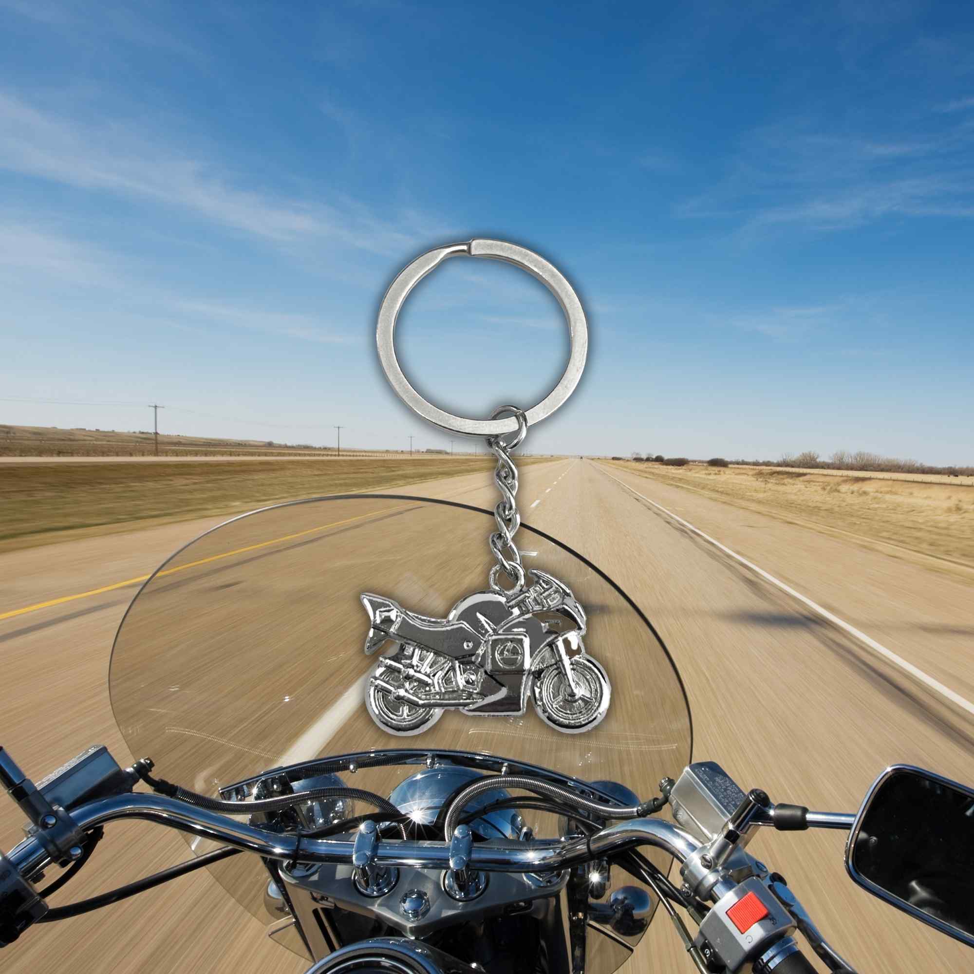 Llavero metalico en forma de moto plateado - imagen 5