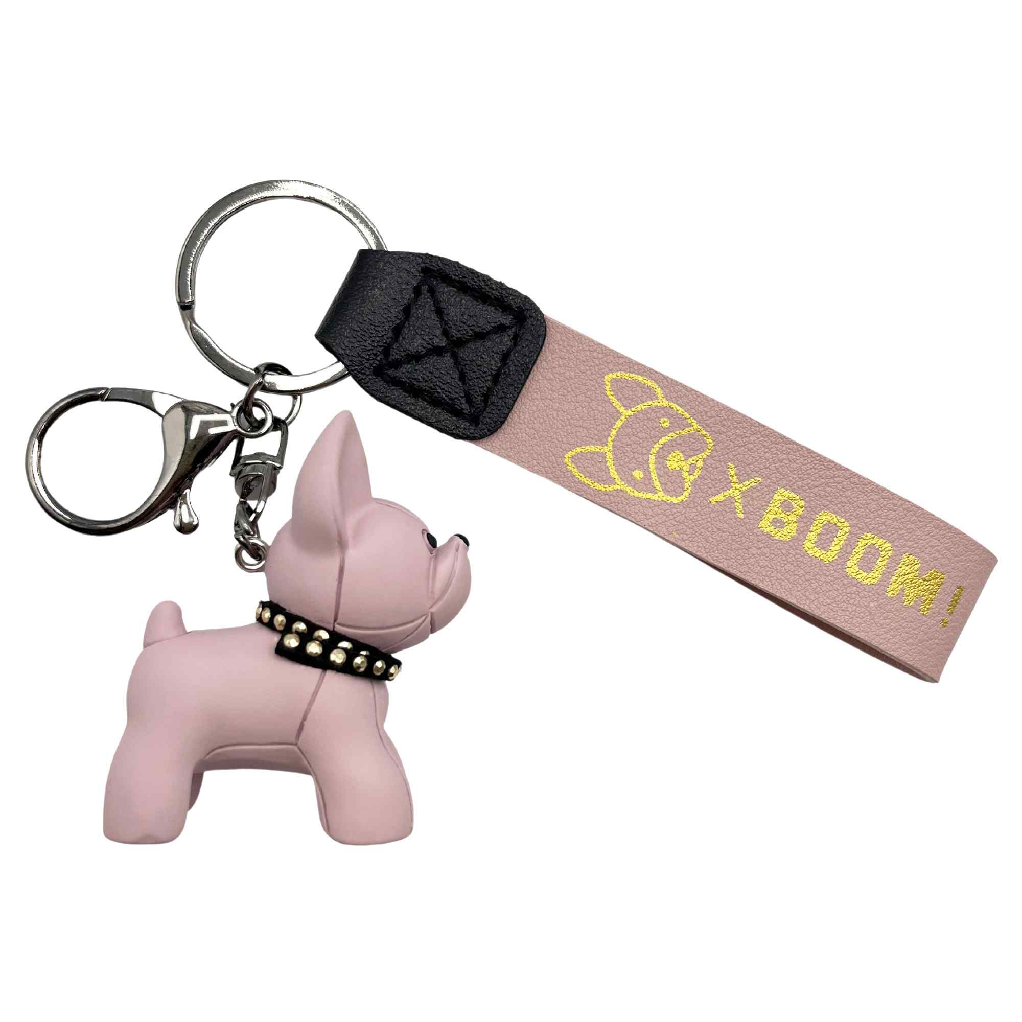 Llavero perro Bulldog francés rosa