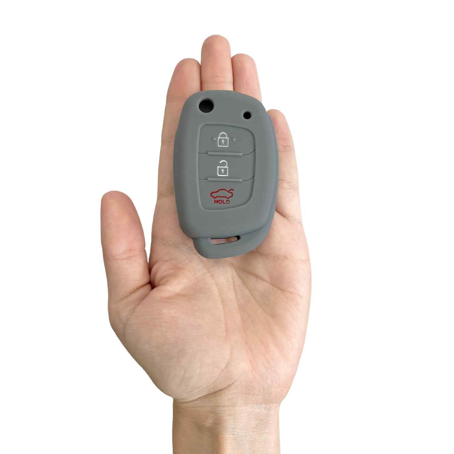 Funda silicona mando llave coche 3 botones compatible con Hyundai Gris - imagen 4