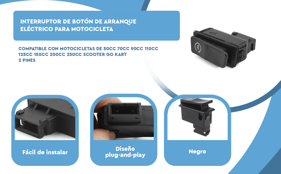 Banner - Interruptor de botón de arranque eléctrico para motocicleta de 50-250 cc