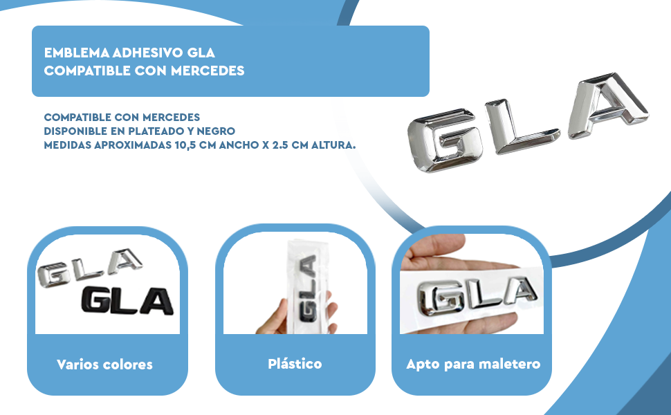 Banner - Emblema GLA adhesivo compatible con Mercedes Negro Brillo