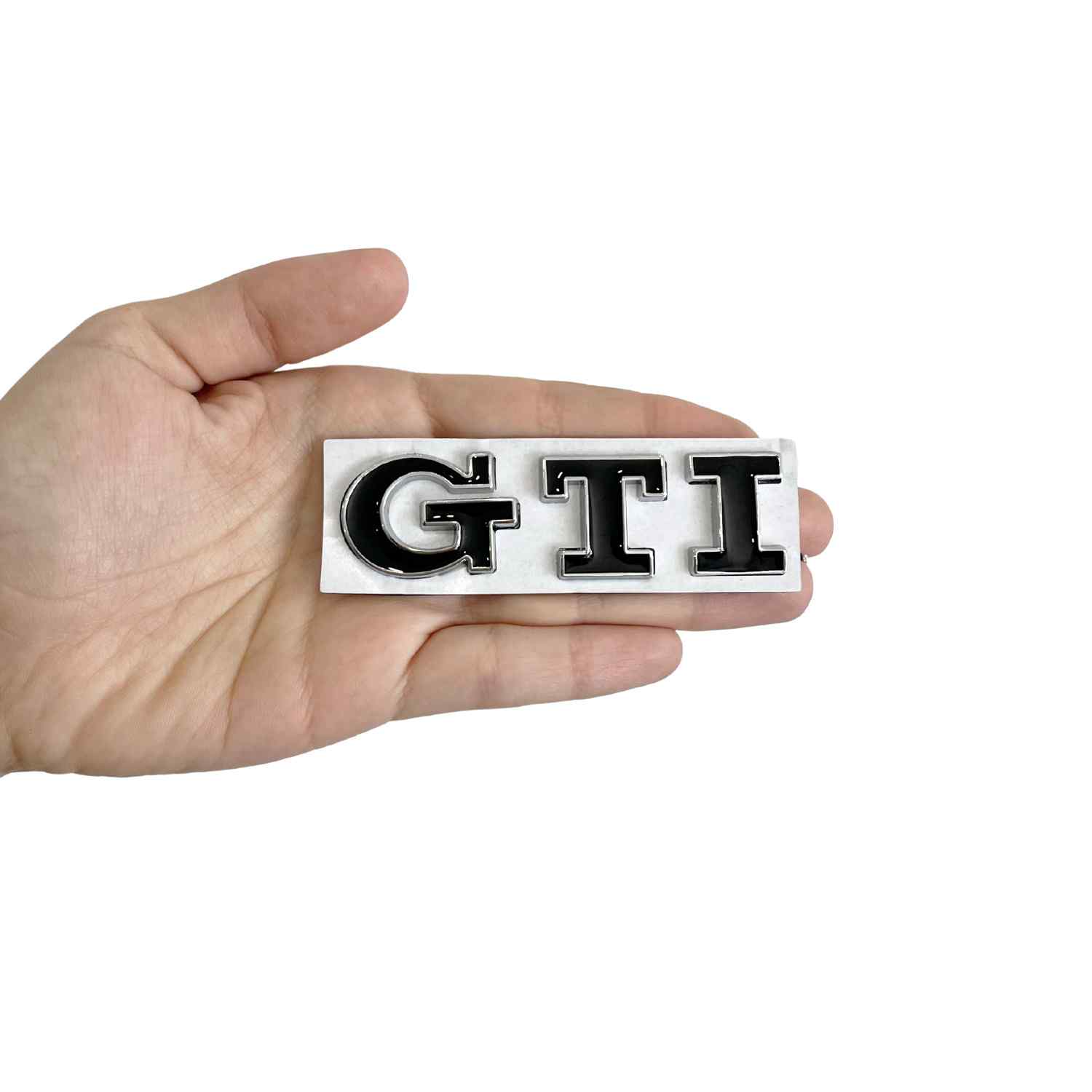 Emblema adhesivo GTI compatible con VW Negro plata brillo - imagen 3