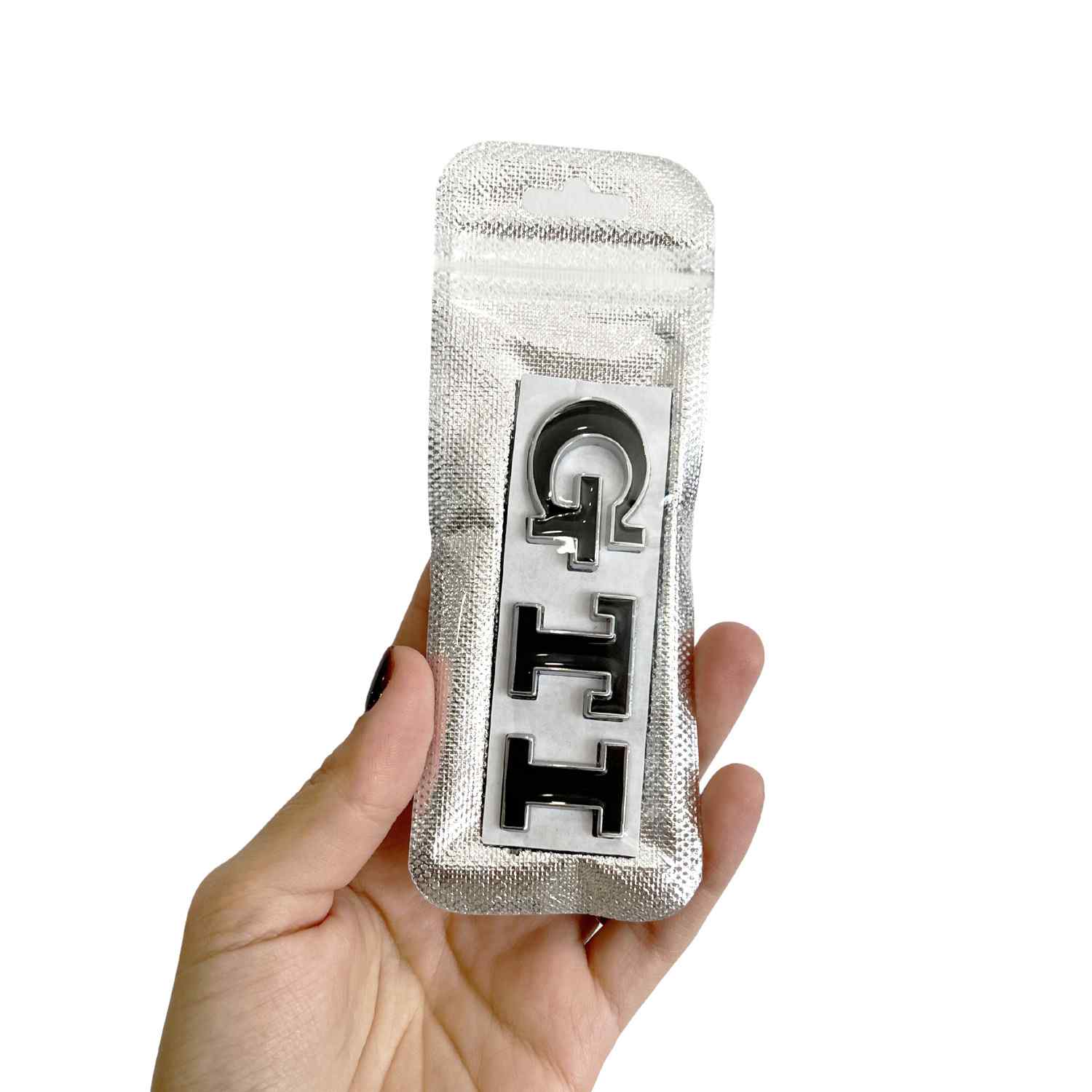 Emblema adhesivo GTI compatible con VW Negro plata brillo - imagen 5
