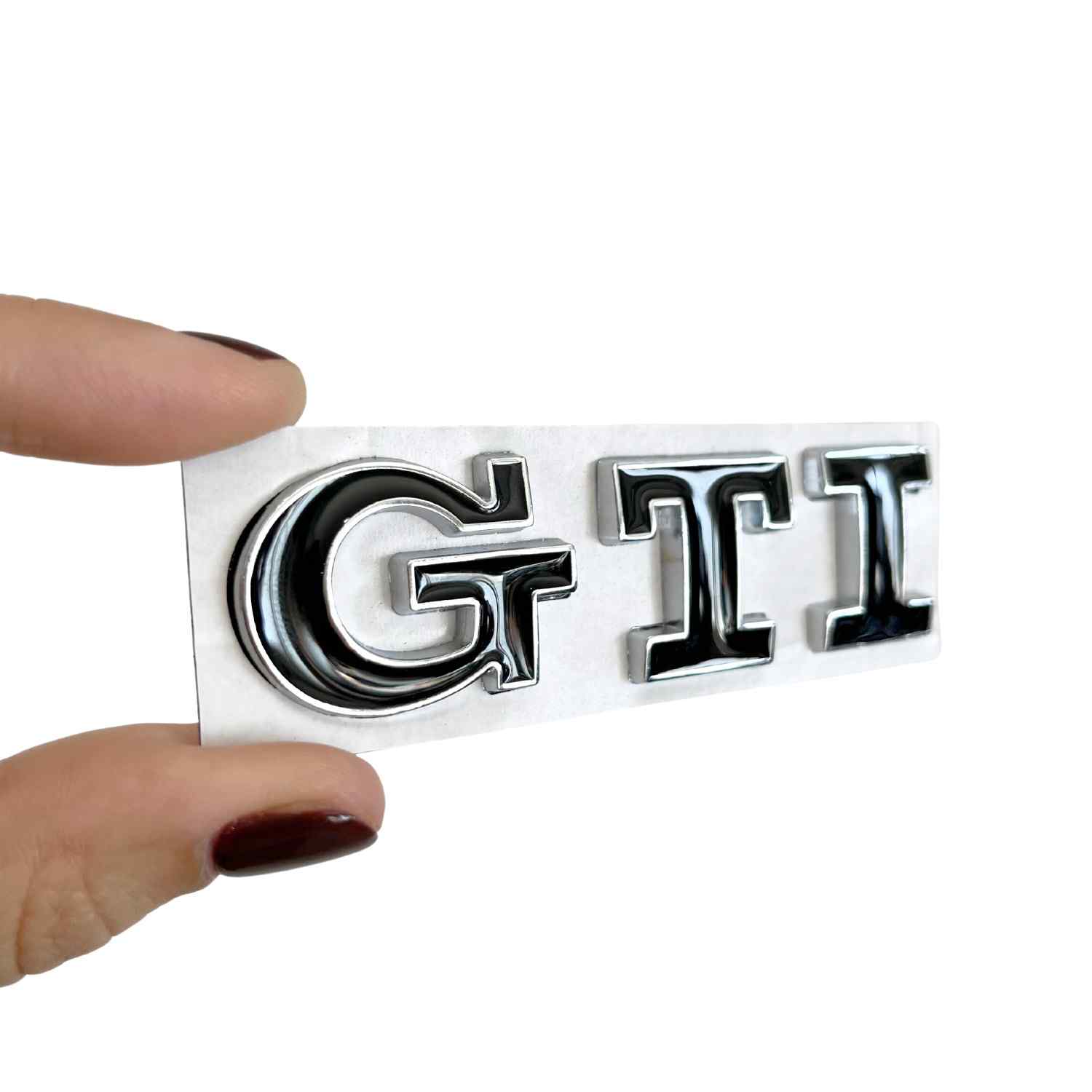 Emblema adhesivo GTI compatible con VW Negro plata brillo - imagen 6
